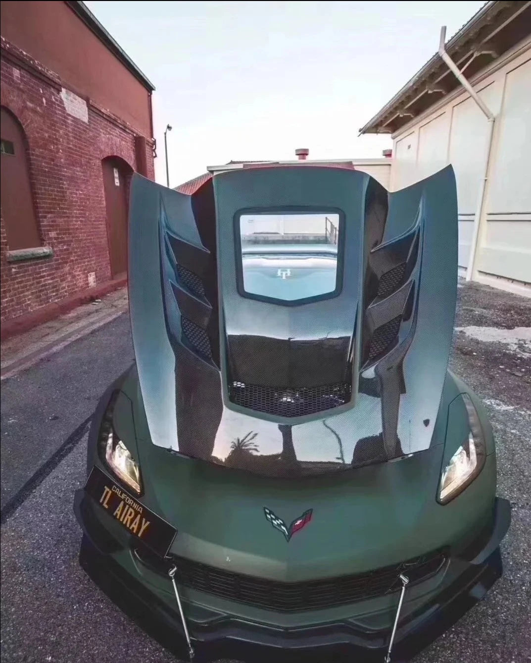 Double Sided Carbon Fiber Hood With Exposed Glass For C7 Corvette