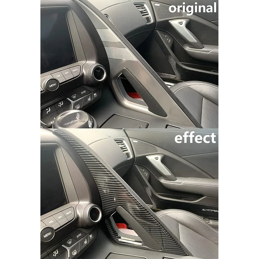 ABS Carbon Fiber Look Central Control/Armrest Cover Trim For C7 Corvette
