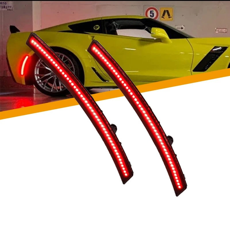 Smoked Front & Rear Bumper LED Side Reflectors For C7 Corvette