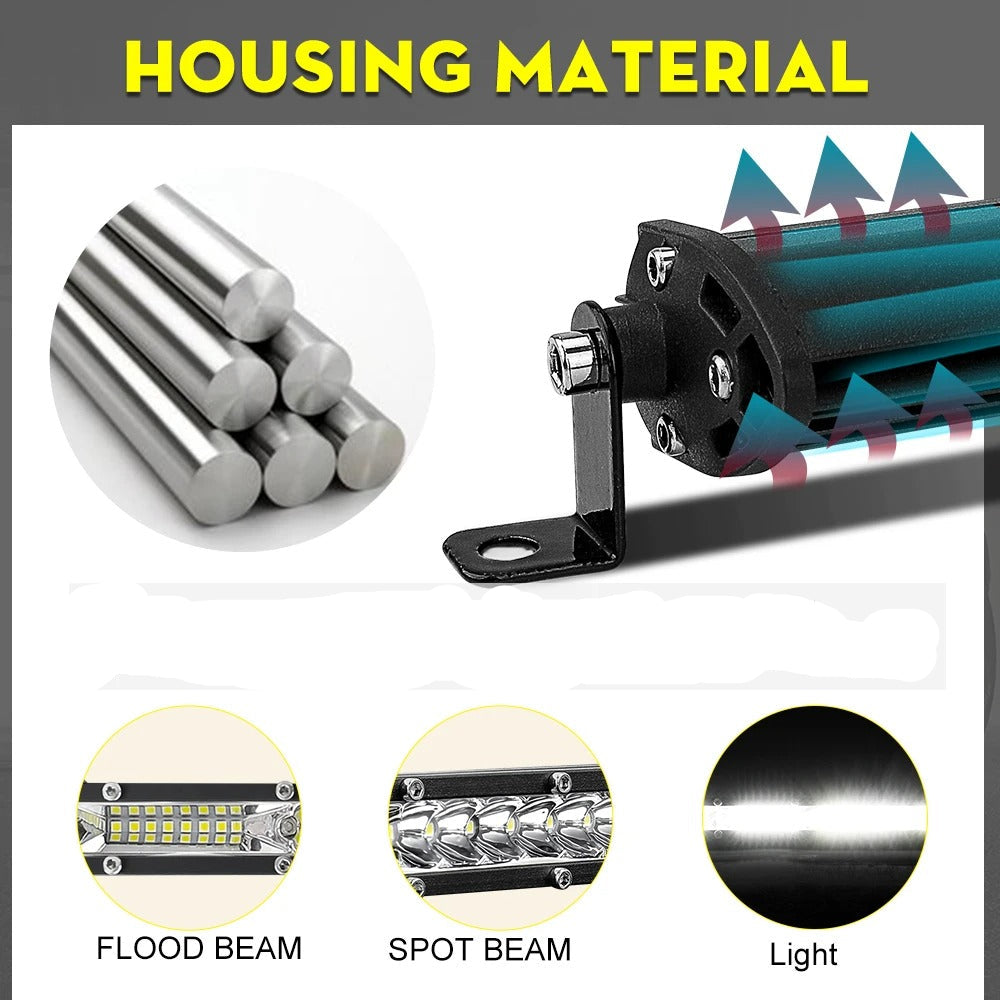 LED Light Bar Single Row For Jeep Wrangler