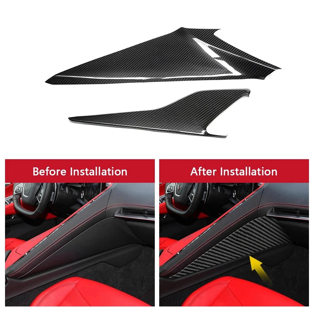 2PCS Carbon Fiber Center Side Leg Rest Trim For C8 Corvette