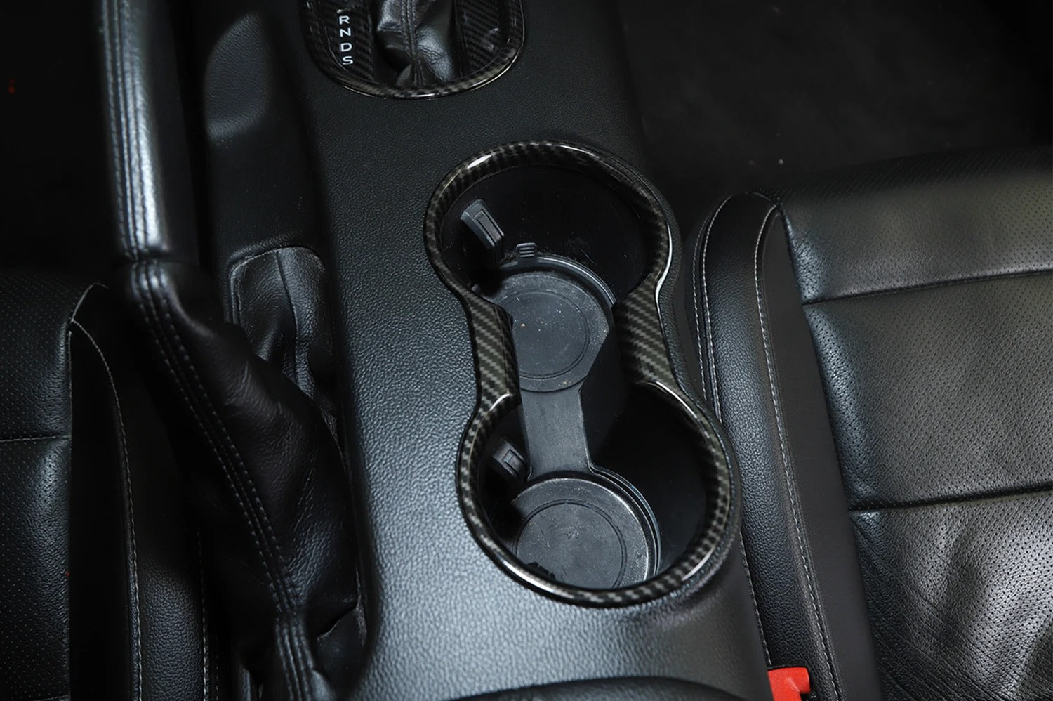ABS Carbon Fiber Cup Holder Cover Trim For Mustang