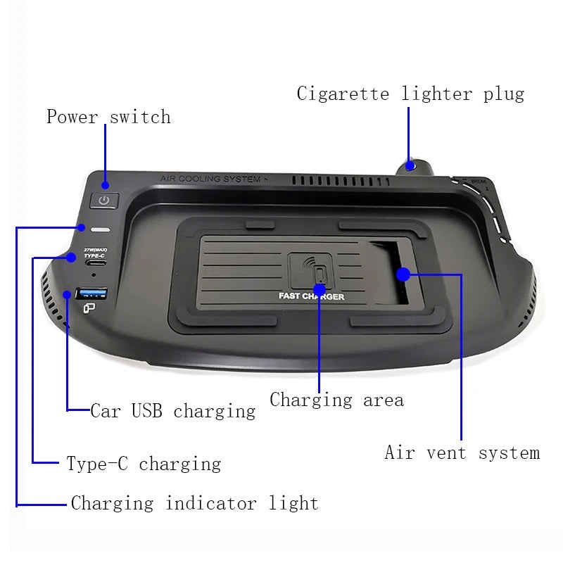 Wireless Charging Pad Trim For Mustang