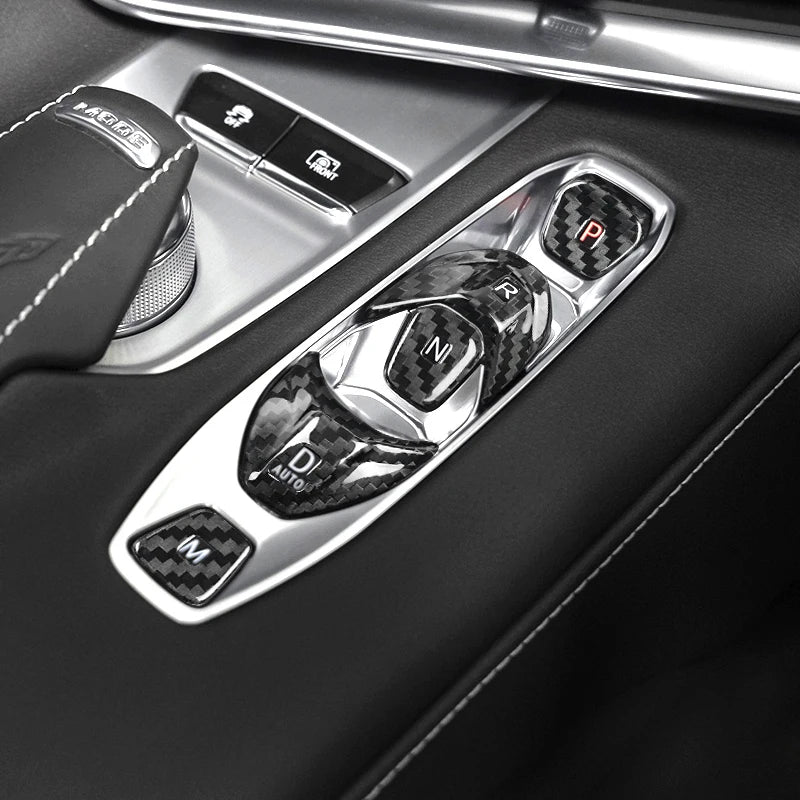 Carbon Fiber Gear Button Cover Trim For C8 Corvette
