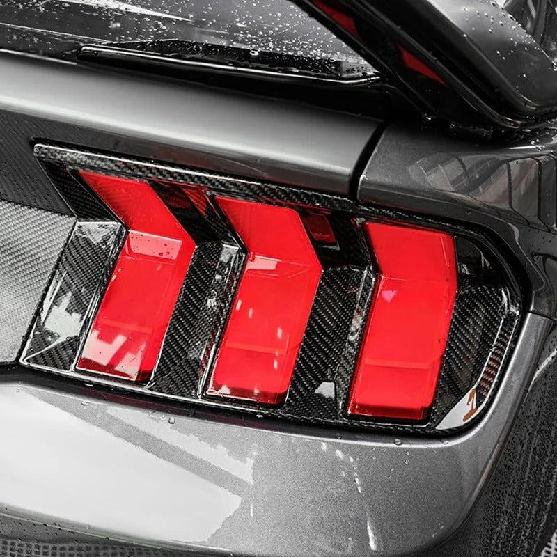 ABS Carbon Fiber Rear Tail Light Lamp Cover Trim For 2024 Mustang