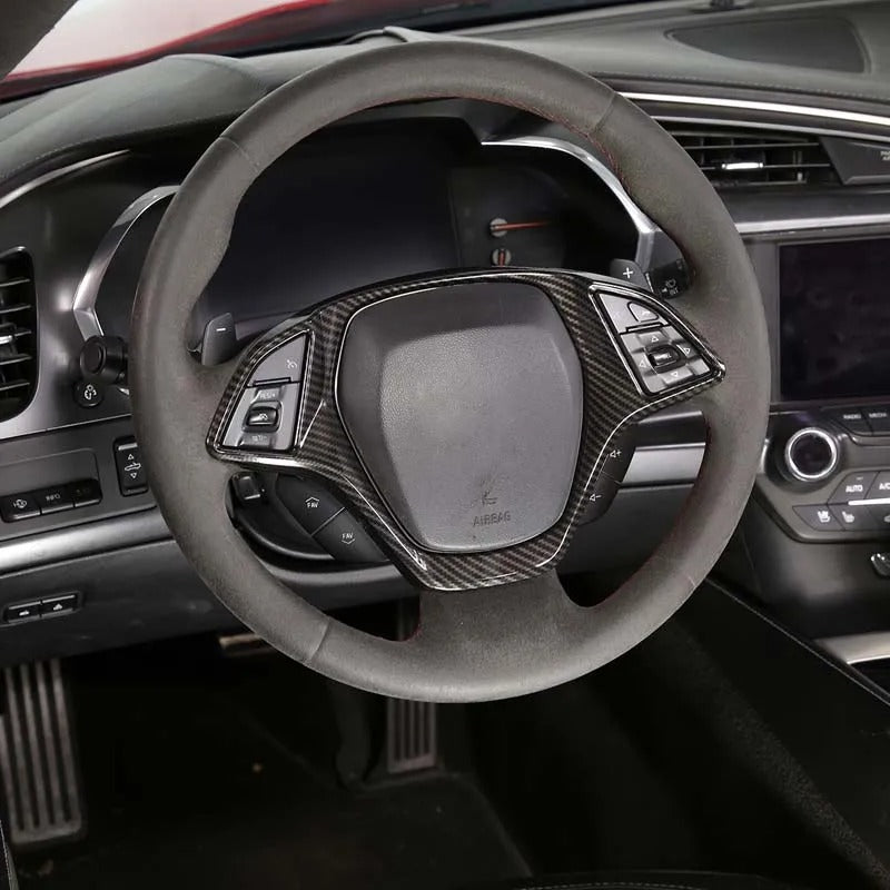 ABS Carbon Fiber Steering While Cover Trim For C7 Corvette
