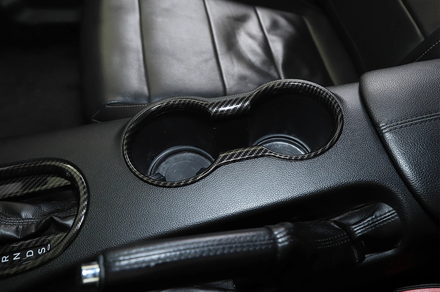 ABS Carbon Fiber Cup Holder Cover Trim For Mustang