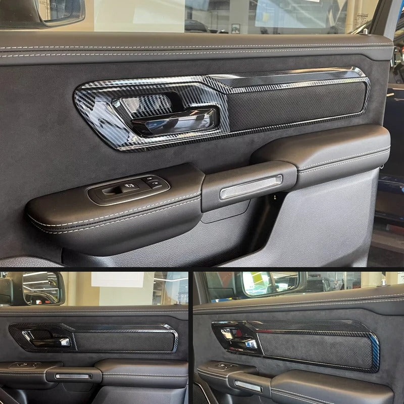 ABS Carbon Fiber Door Handle Panel Cover For Ram TRX