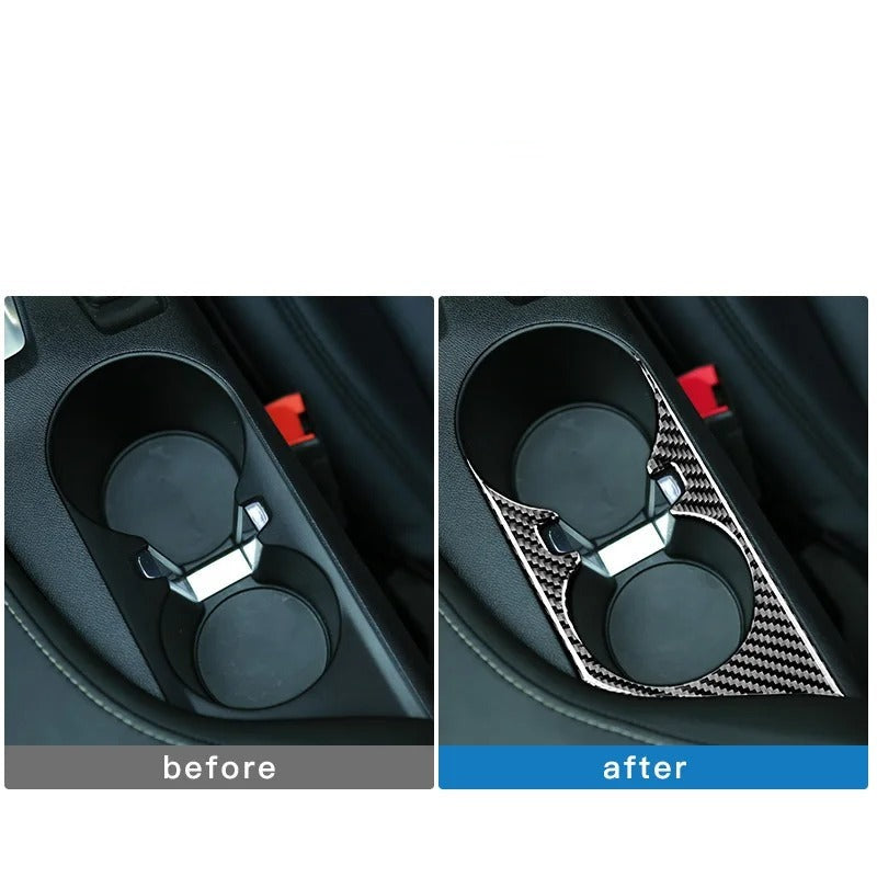 Real Soft Carbon Fiber Cup Holder Panel Trim For Chevy Camaro