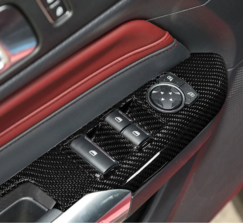 Carbon Fiber Window Controller Peniel Cover Trim For 2024 Mustang