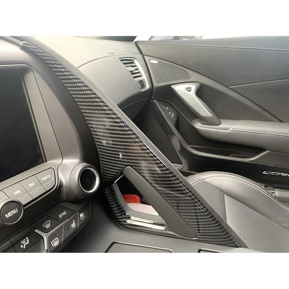 ABS Carbon Fiber Central Control Armrest Cover Trim For C7 Corvette