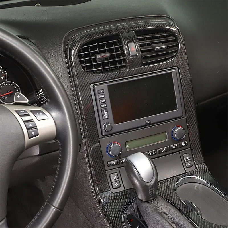 Carbon Fiber Center Console Panel Gearshift Frame Cover Trim For C6 Corvette