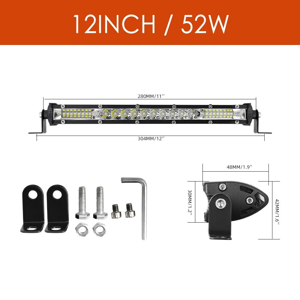 LED Light Bar Single Row For Jeep Wrangler