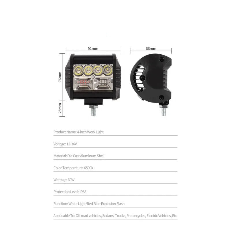 60W LED Red/Blue/White Lighting Lamp For Jeep Wrangler