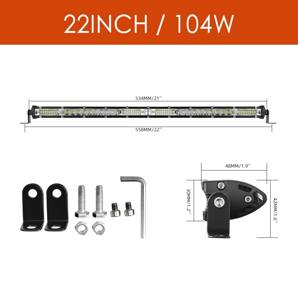 LED Light Bar Single Row For Jeep Wrangler