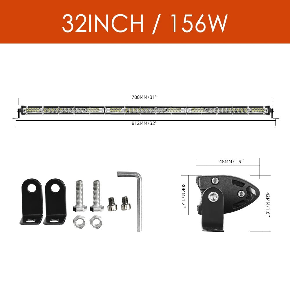 LED Light Bar Single Row For Jeep Wrangler