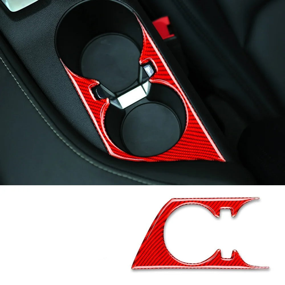 Real Soft Carbon Fiber Cup Holder Panel Trim For Chevy Camaro