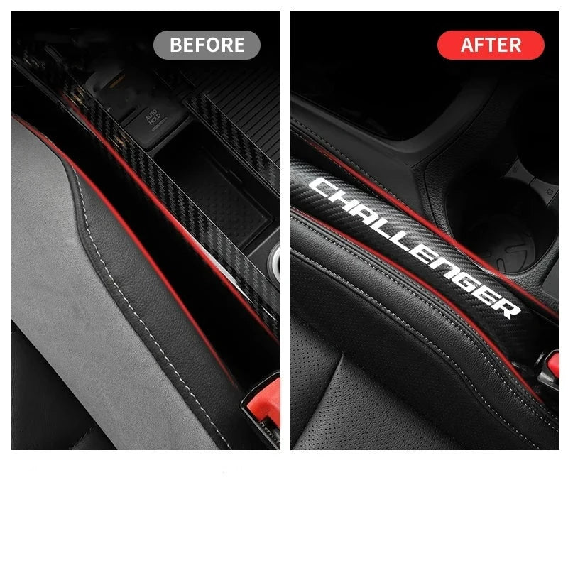 Soft Carbon Fiber Seat Gap Filler Pad Trim For Dodge Challenger