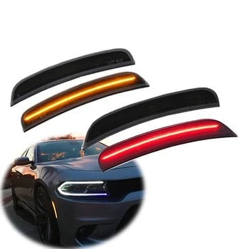 Smoked Front & Rear Bumper LED Side Reflectors For Dodge Charger