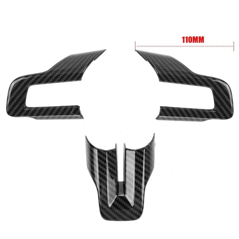 3PCS ABS Carbon Fiber Steering Wheel Cover Trim For Mustang