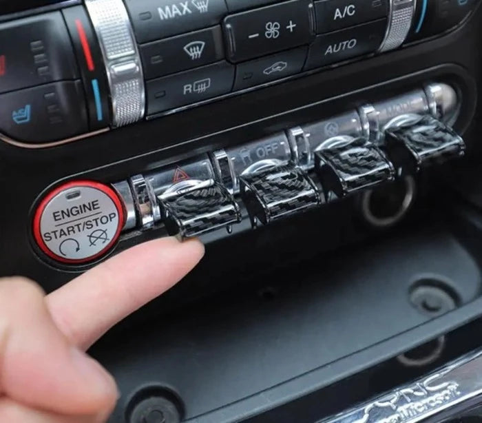 ABS Carbon Fiber Control Panel Button Cover Trim For Mustang