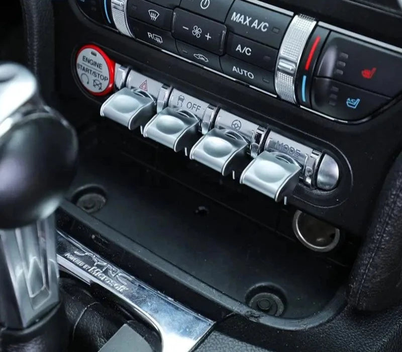 ABS Carbon Fiber Control Panel Button Cover Trim For Mustang