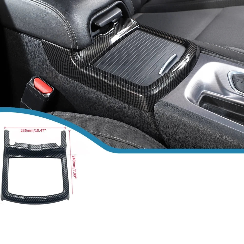 ABS Carbon Fiber Water Cup Holder Cover Trim For Dodge Charger