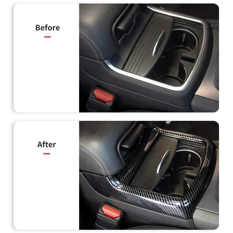 ABS Carbon Fiber Water Cup Holder Cover Trim For Dodge Charger