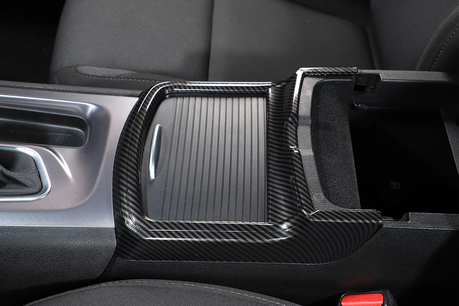 ABS Carbon Fiber Water Cup Holder Cover Trim For Dodge Charger
