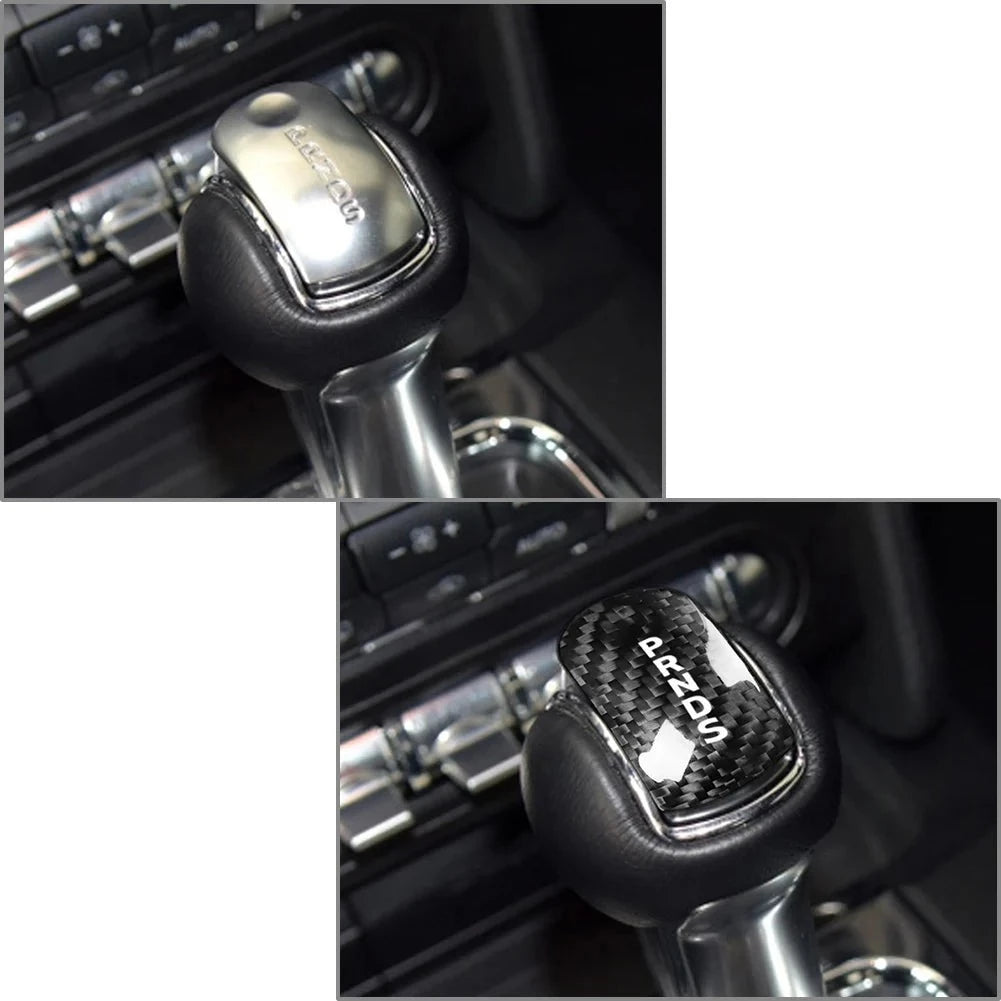 Carbon Fiber Gear Shift Knob Cover Head Trim For Mustang