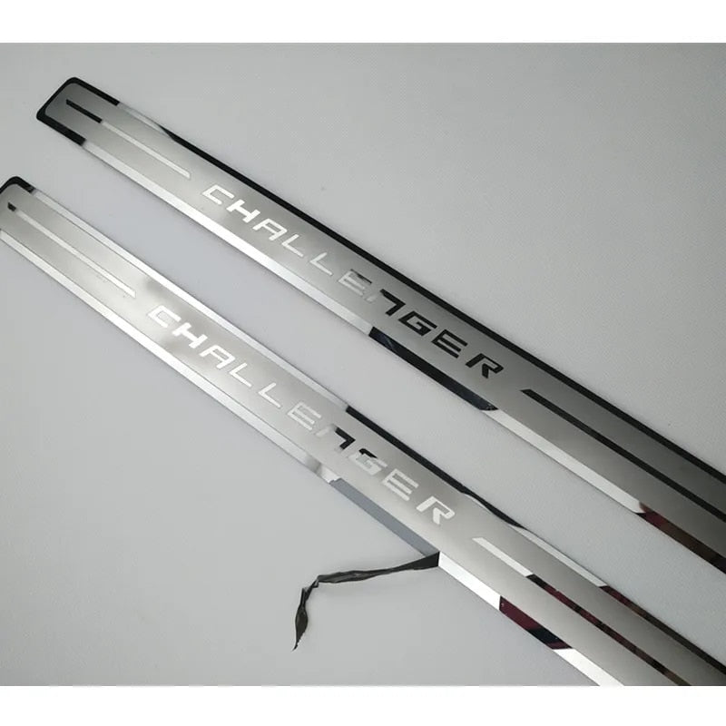 Stainless Steel Door Sill Plate Cover Trim For Dodge Challenger