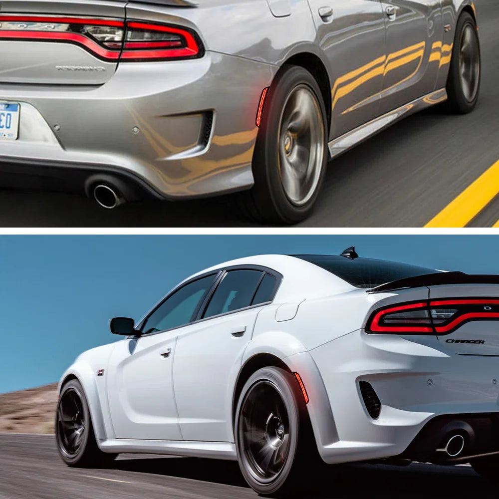 Smoked Front & Rear Bumper LED Side Reflectors For Dodge Charger