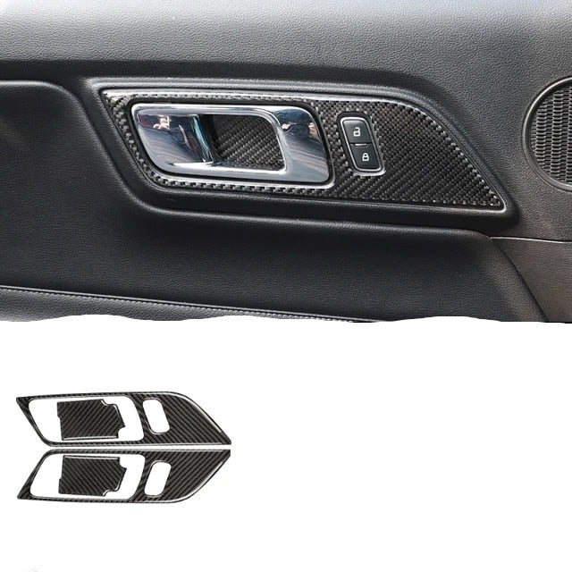 Carbon Fiber Door Handle Frame Trim For Mustang