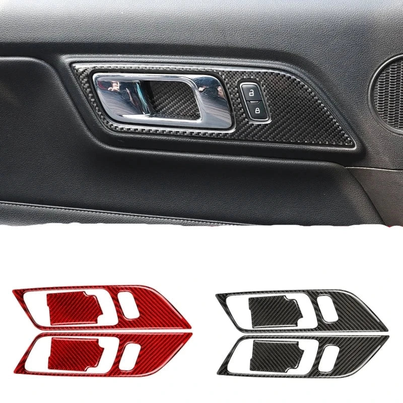 Carbon Fiber Door Handle Frame Trim For Mustang