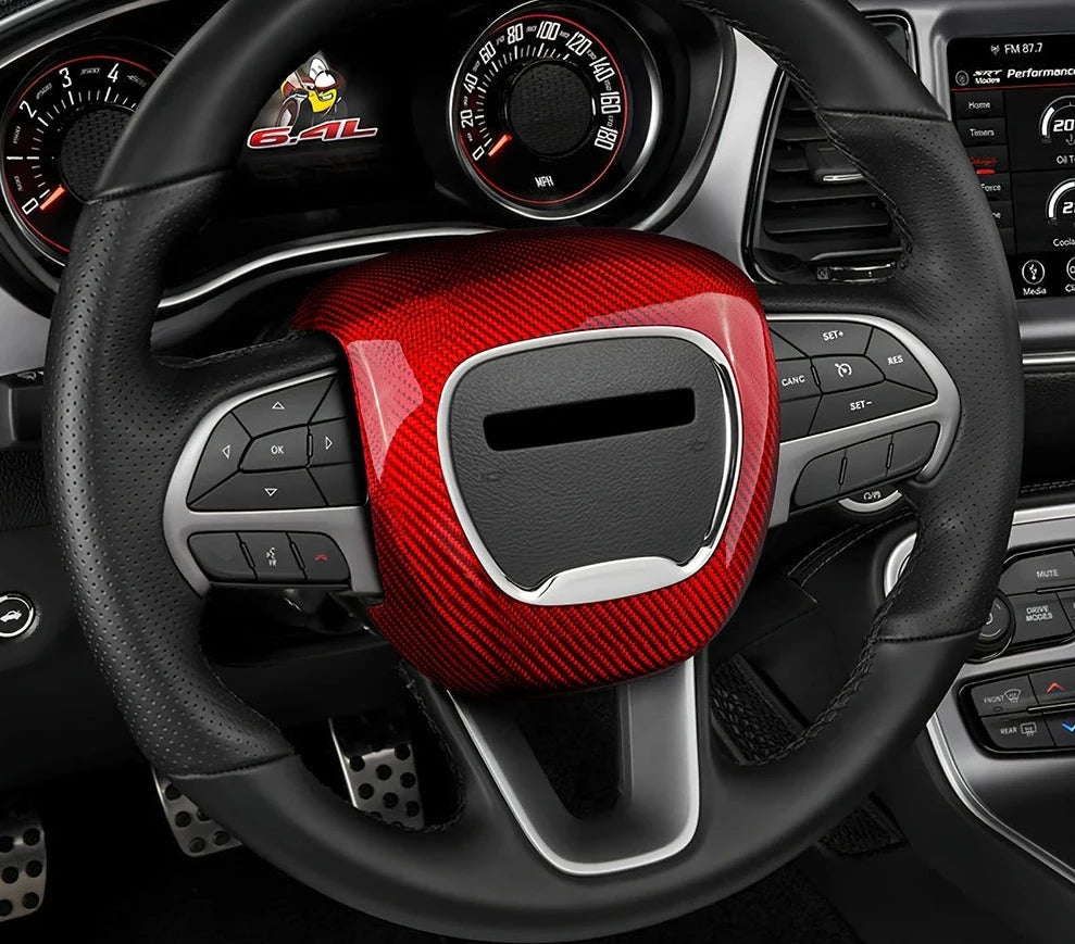 Carbon Fiber Steering Wheel Airbag Cover Trim For Dodge Charger/Challenger