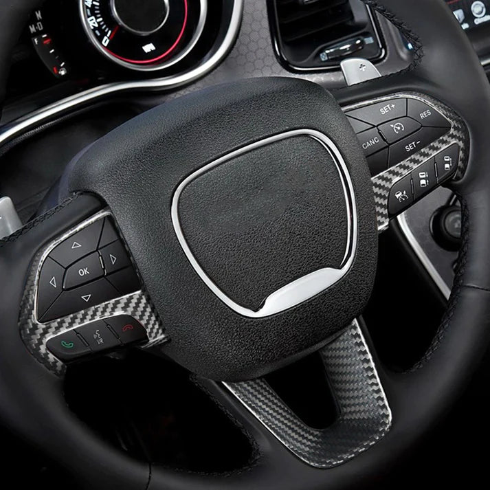 Carbon Fiber Steering Wheel Frame Cover Trim For Dodge Charger