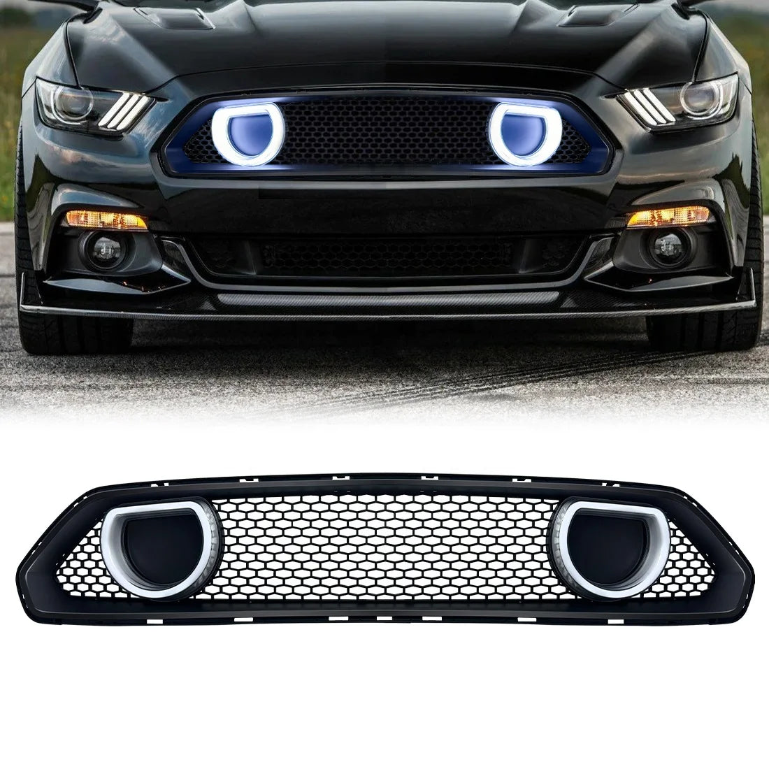 LED/DRL Mach 1 Style Front Grill For Mustang