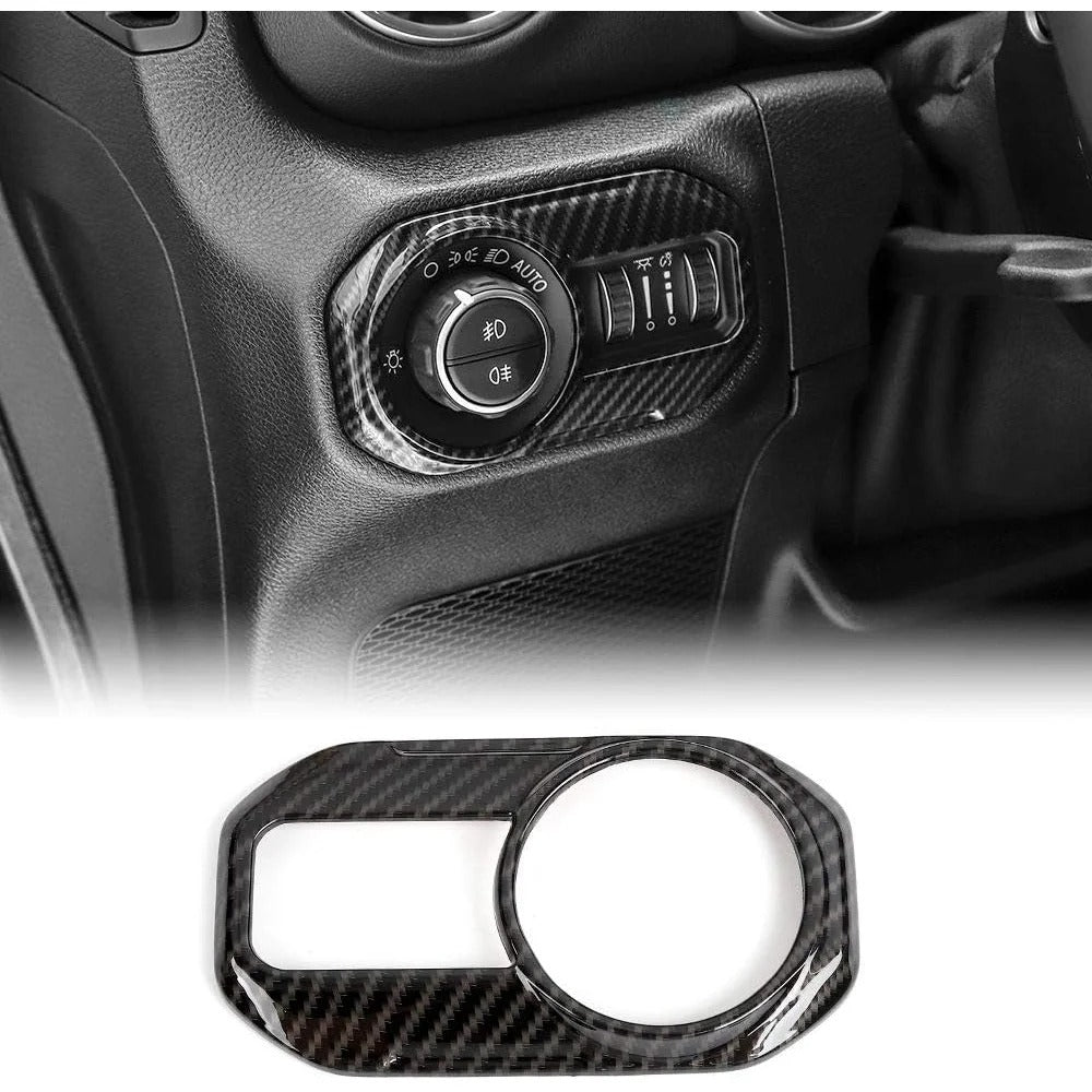 ABS Carbon Fiber Headlight Switch Button Cover Trim For Jeep Wrangler