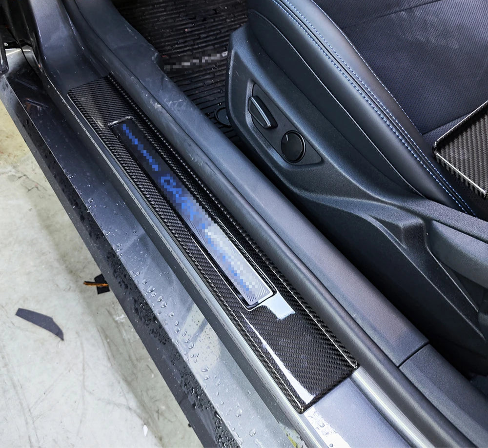 Carbon Fiber Door Sill Cover Trim For 2024 Mustang