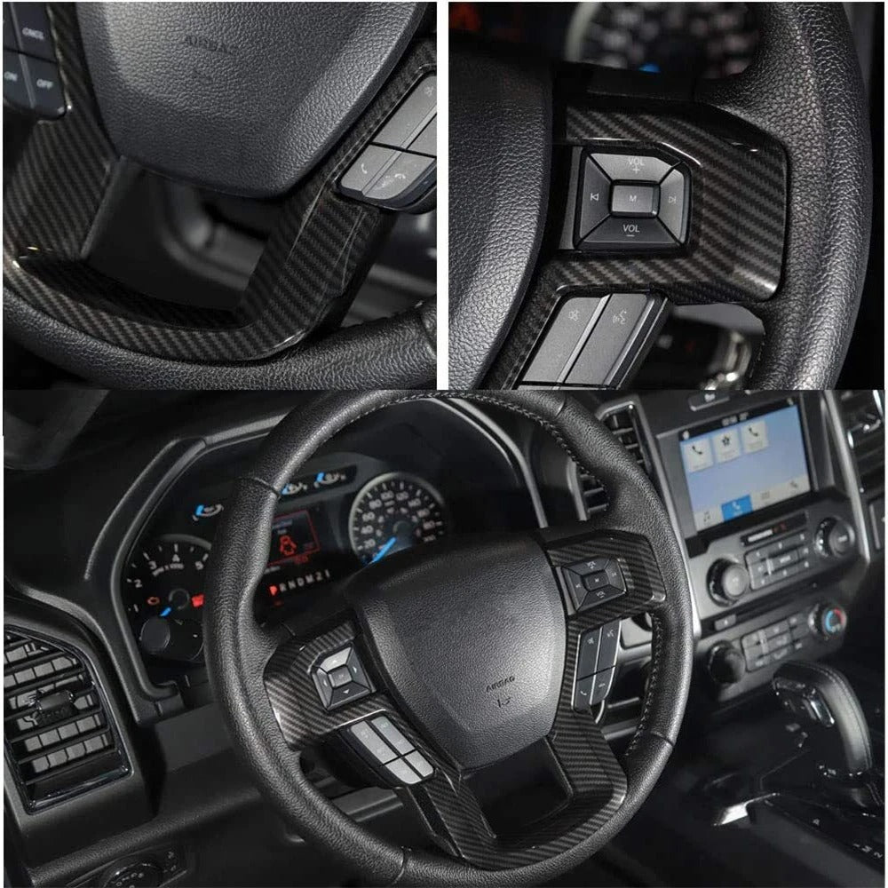 ABS Carbon Fiber Steering Wheel Cover Trim For Ford F-150