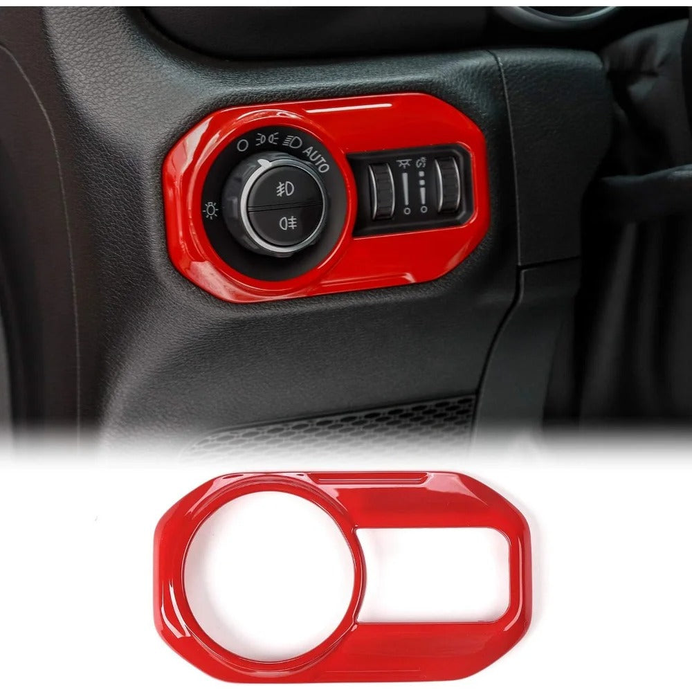 ABS Carbon Fiber Headlight Switch Button Cover Trim For Jeep Wrangler