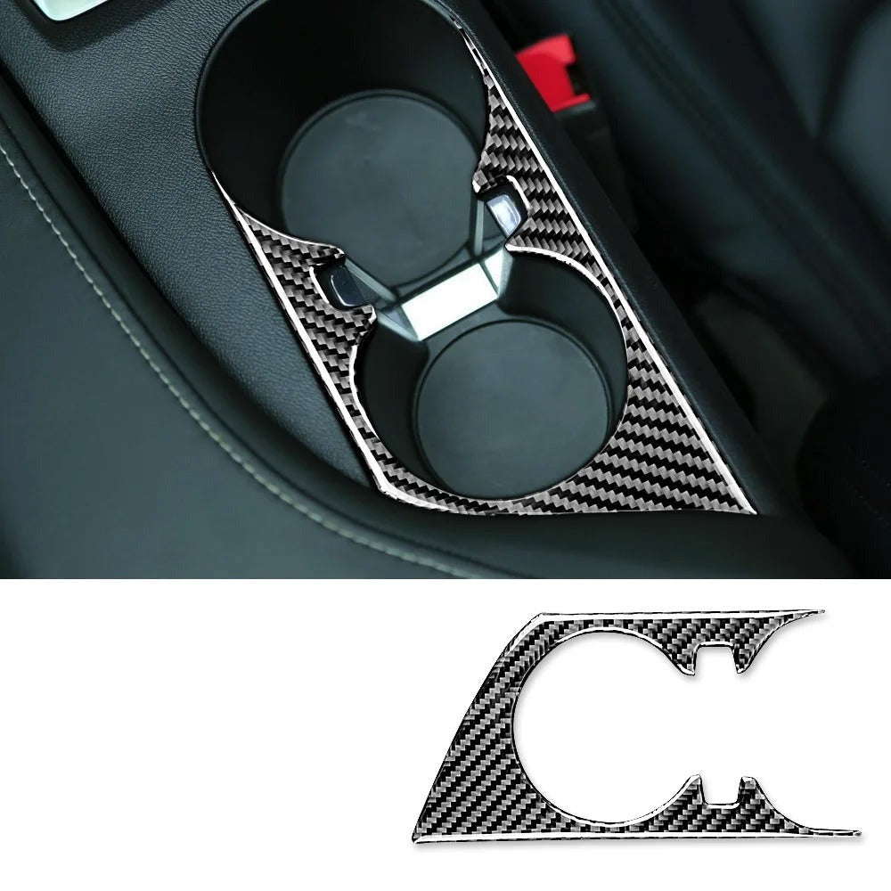 Real Soft Carbon Fiber Cup Holder Panel Trim For Chevy Camaro