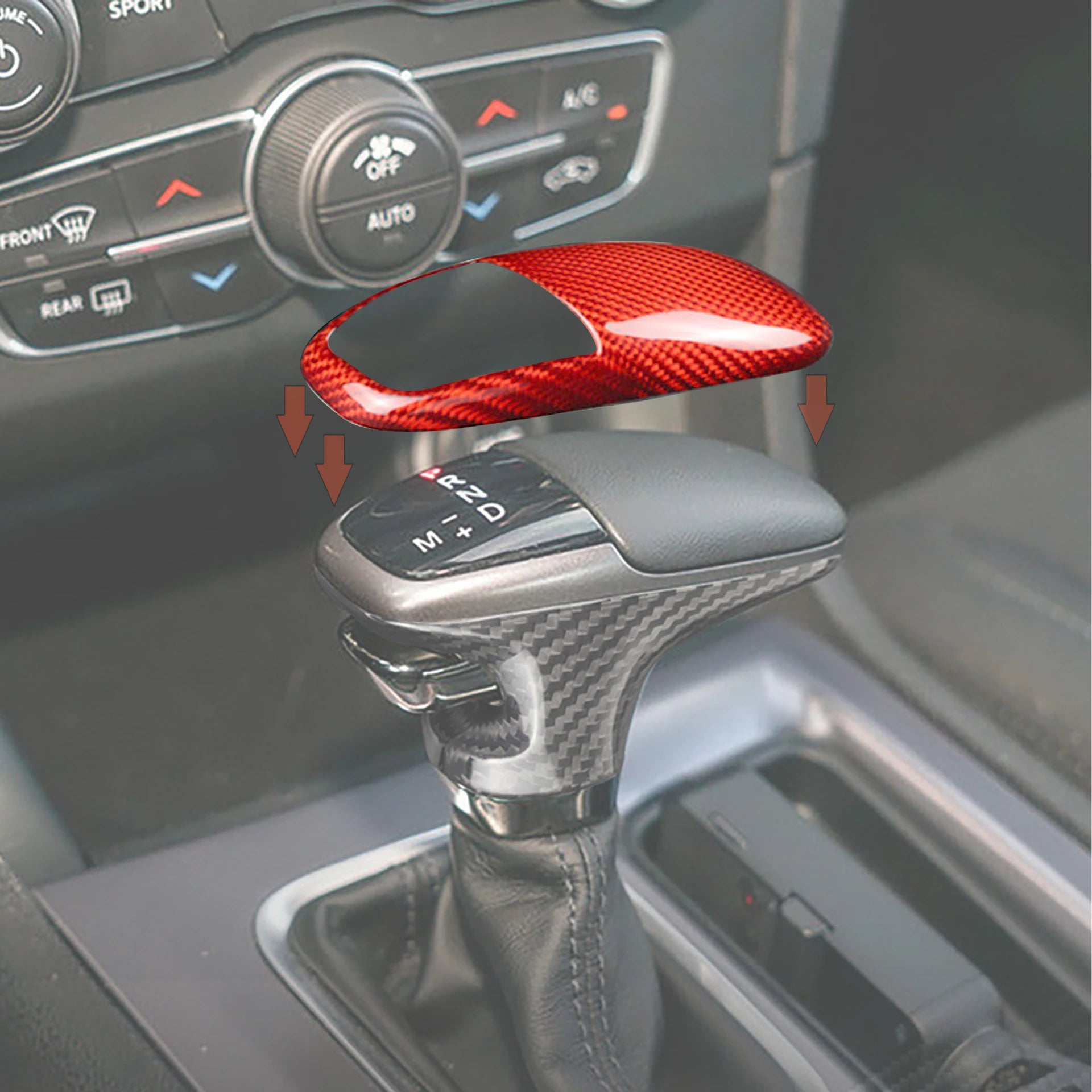 ABS Carbon Fiber Gear Shift Knob Head Cover Trim For Dodge Charger/Challenger